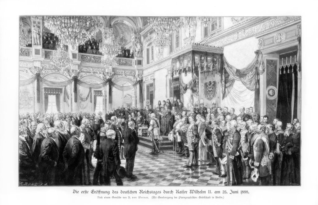Detail of Wilhelm II and the ministers at the opening of the Reichstag by Anonymous