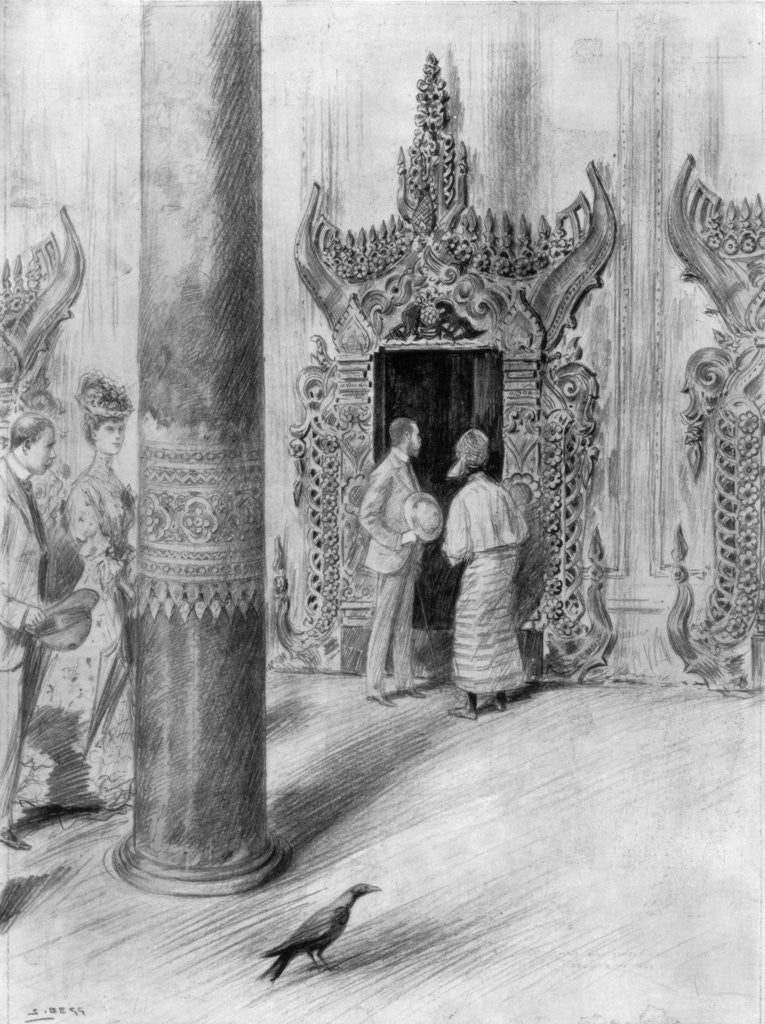 Detail of The Prince and Princess of Wales in King Theebaw's palace, Mandalay, Burma by Samuel Begg