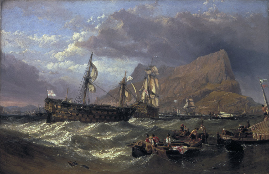 Detail of The 'Victory' towed into Gibraltar by Clarkson Stanfield