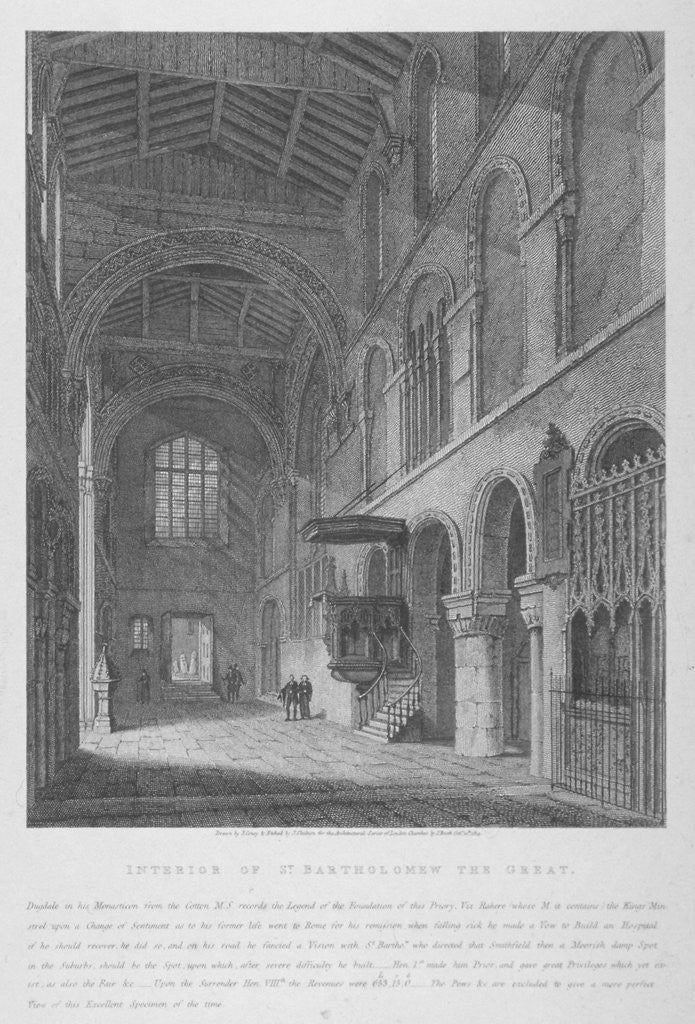 Detail of Interior view of the Church of St Bartholomew-the-Great, Smithfield, City of London by Joseph Skelton