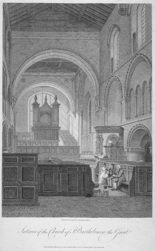 Detail of Interior view of the Church of St Bartholomew-the-Great, Smithfield, City of London by John Greig