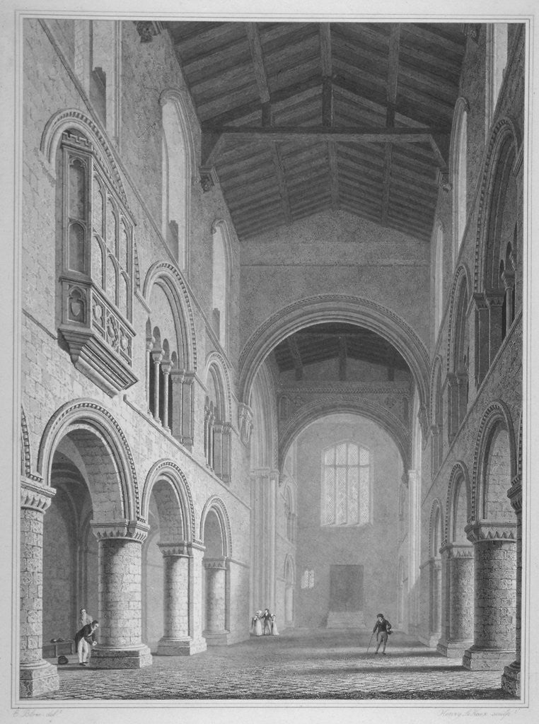 Detail of Interior view of the Church of St Bartholomew-the-Great, Smithfield, City of London by John Le Keux