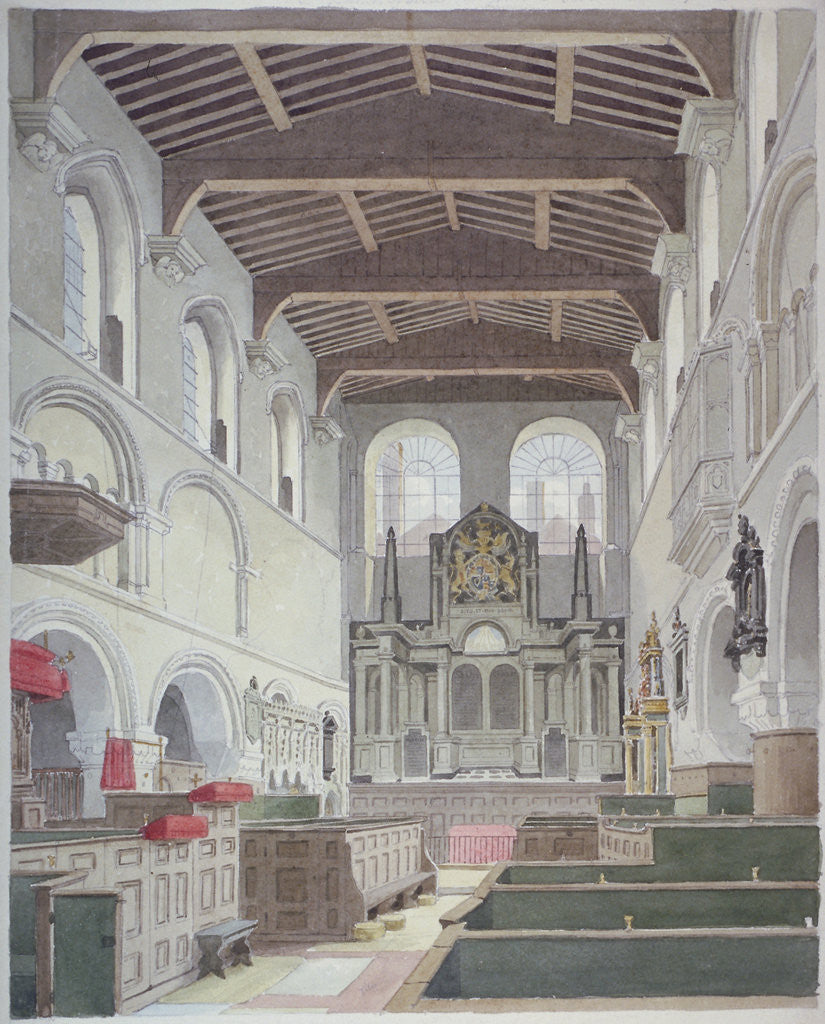 Detail of Interior view of the Church of St Bartholomew-the-Great, Smithfield, City of London by Thomas Hosmer Shepherd