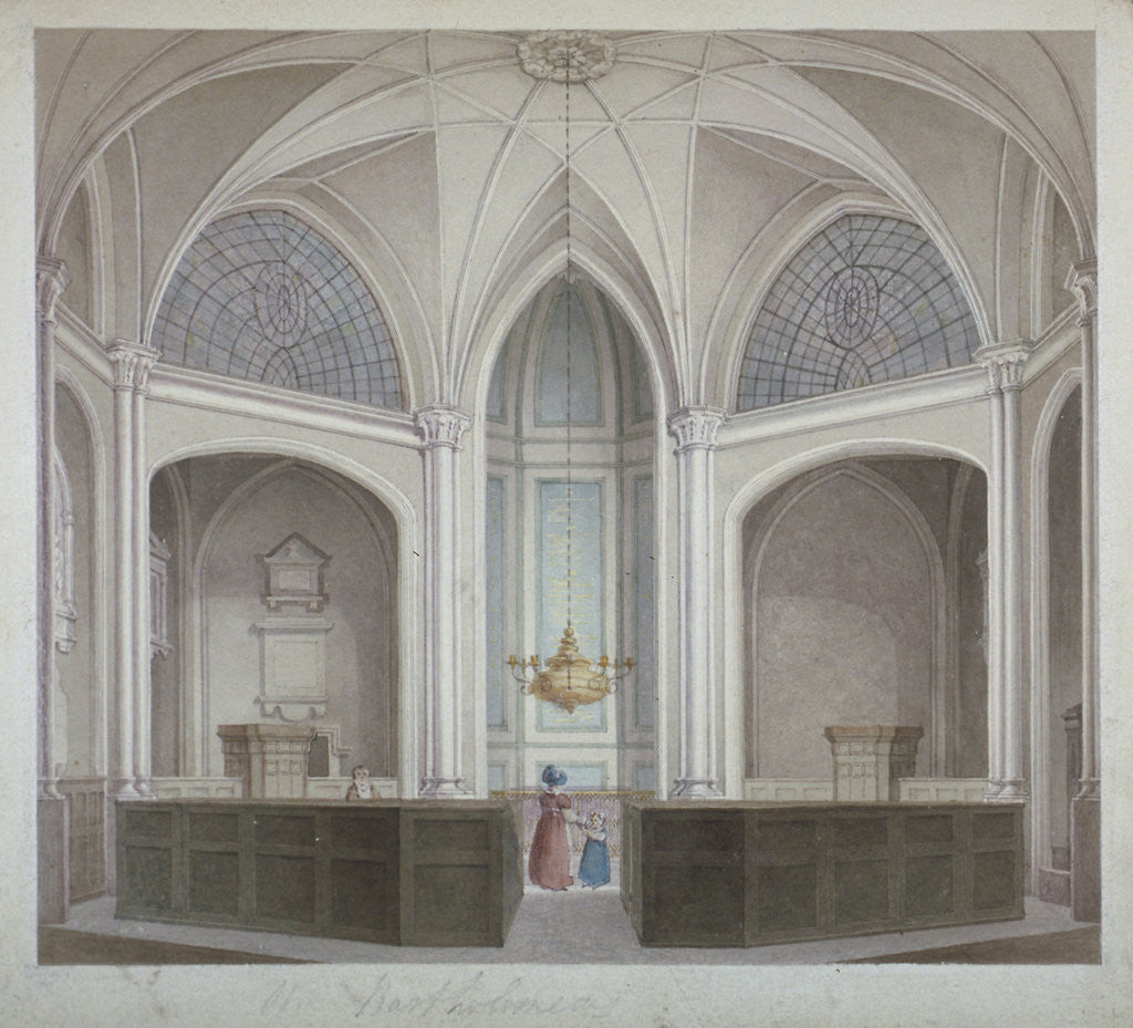 Detail of Interior of the Church of St Bartholomew-the-Less, City of London by Robert Blemmell Schnebbelie