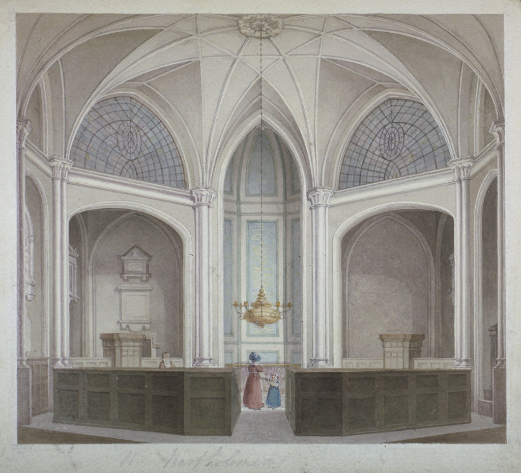 Interior of the Church of St Bartholomew-the-Less, City of London by Robert Blemmell Schnebbelie