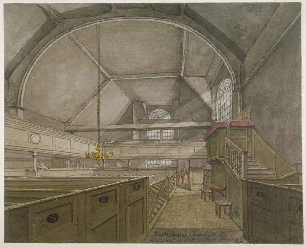 Interior of the chapel in the Church of St Bartholomew-the-Great, Smithfield, City of London by Robert Blemmell Schnebbelie