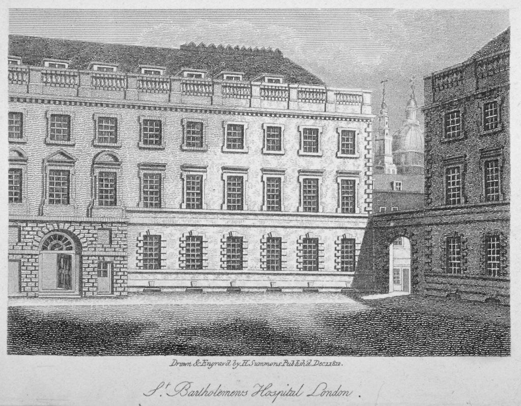 Detail of St Bartholomew's Hospital, Smithfield, City of London by H Simmons