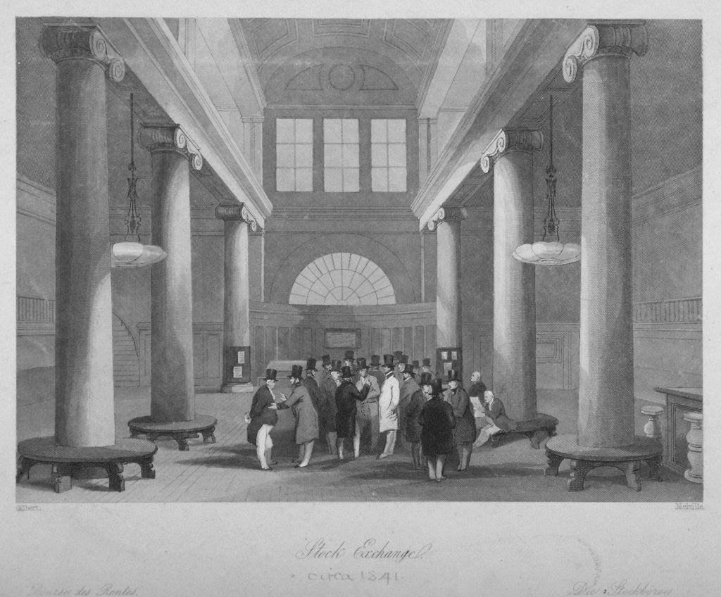 Detail of Interior view of the Stock Exchange, Bartholomew Lane, City of London by Harlen Melville