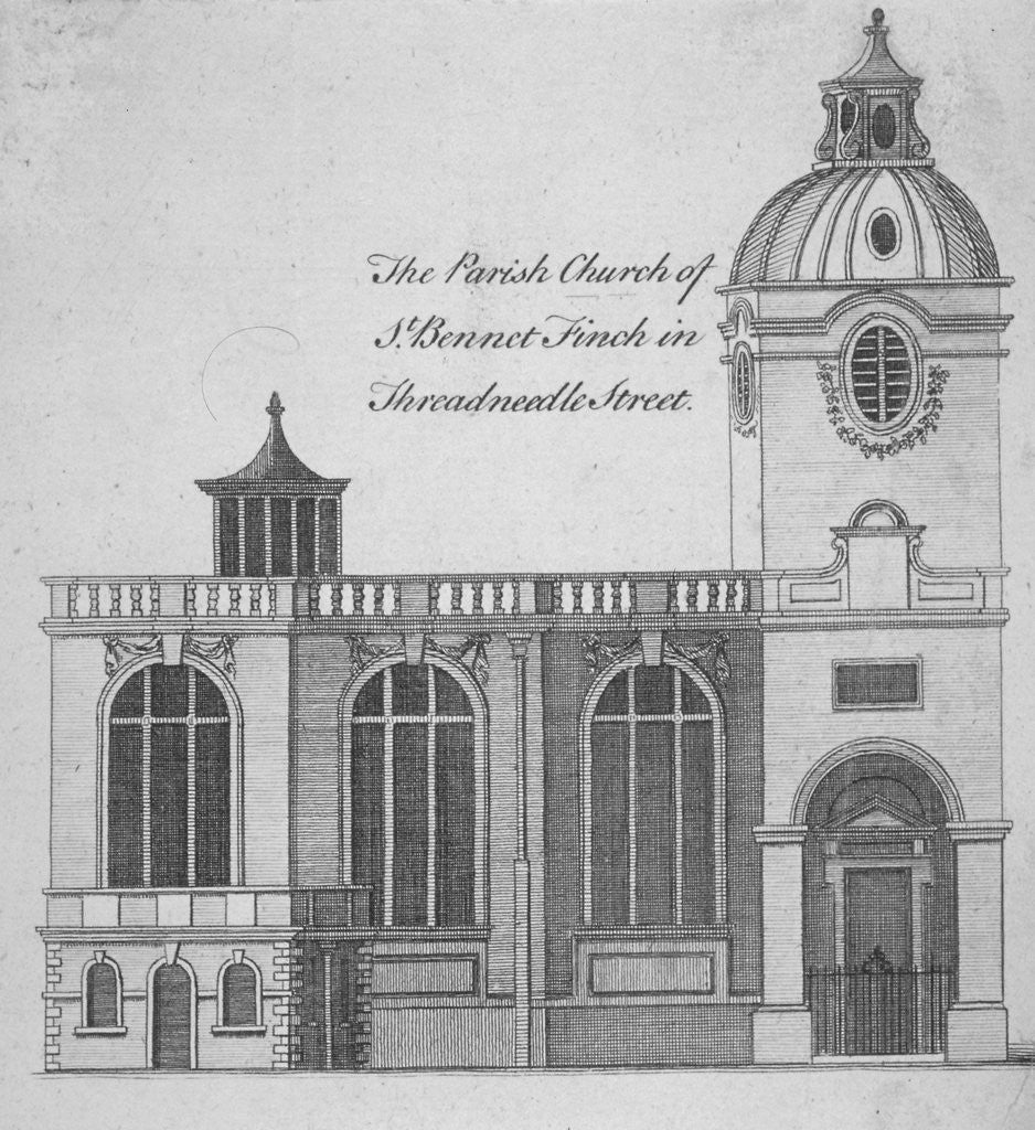 Detail of Elevation of the Church of St Benet Fink, City of London by Anonymous