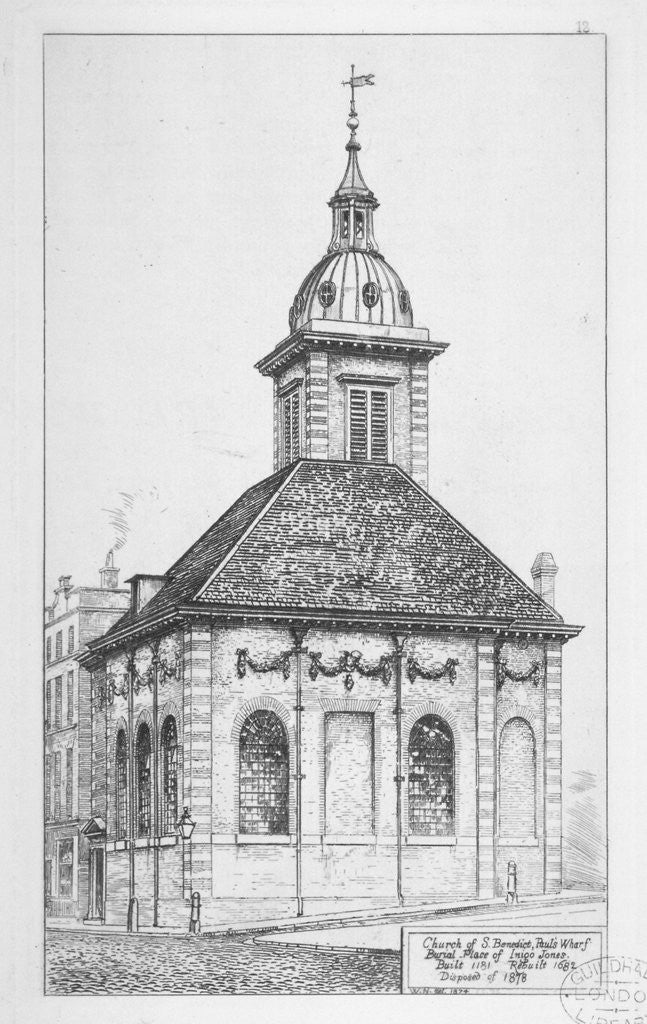 Church of St Benet Paul's Wharf, City of London by W Niven