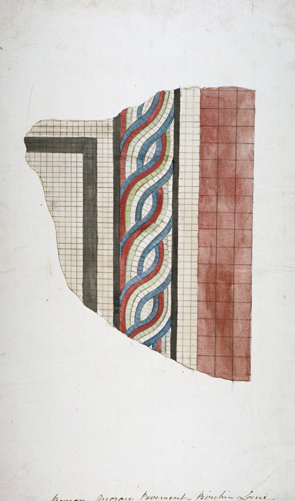 Detail of Piece of Roman mosaic found in Birchin Lane, City of London by Anonymous