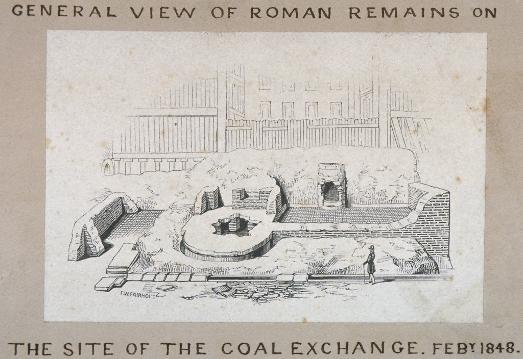 Detail of View of Roman remains on the site of the Coal Exchange, City of London by FW Fairholt