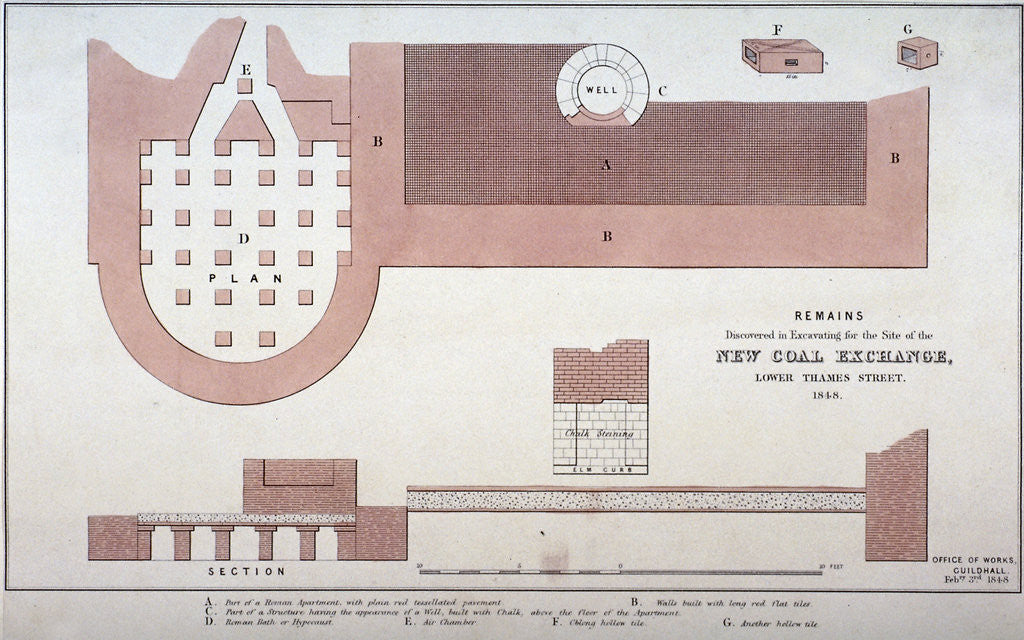 Roman remains on the site of the Coal Exchange, City of London by Anonymous