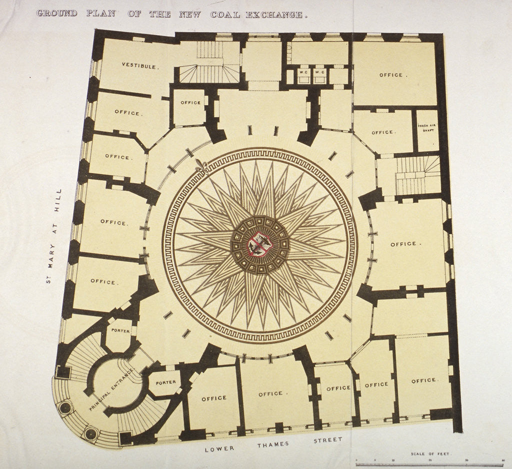 Detail of Ground plan of the New Coal Exchange in Lower Thames Street, City of London by Anonymous