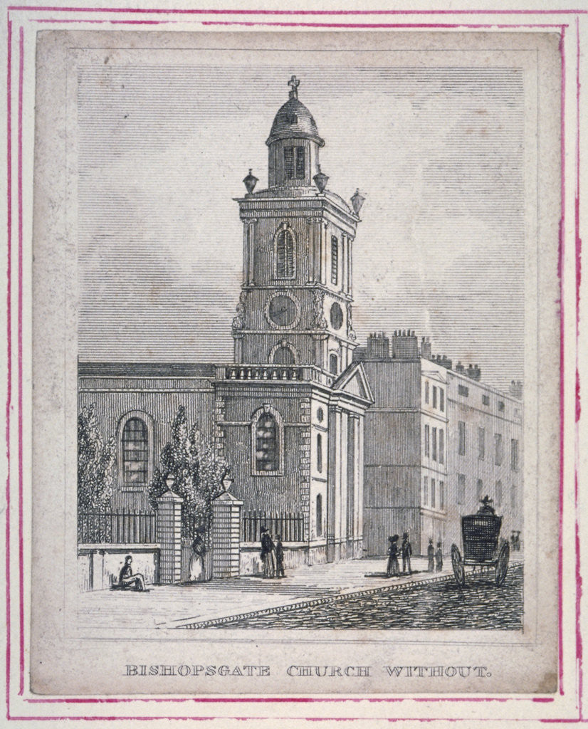 Detail of View of the Church of St Botolph without Bishopsgate, City of London by Anonymous