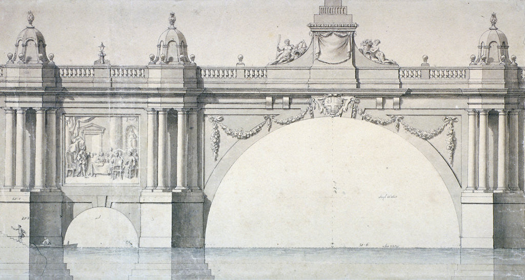 Detail of Design by Robert Mylne for a section of Blackfriars Bridge, London by Robert Mylne II