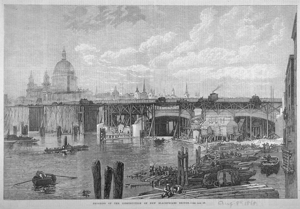 Detail of Construction work being carried out on Blackfriars Bridge, London by Anonymous