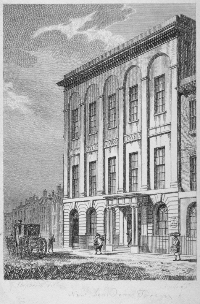 Detail of View of the City of London Tavern from Bishopsgate, City of London by Samuel Rawle