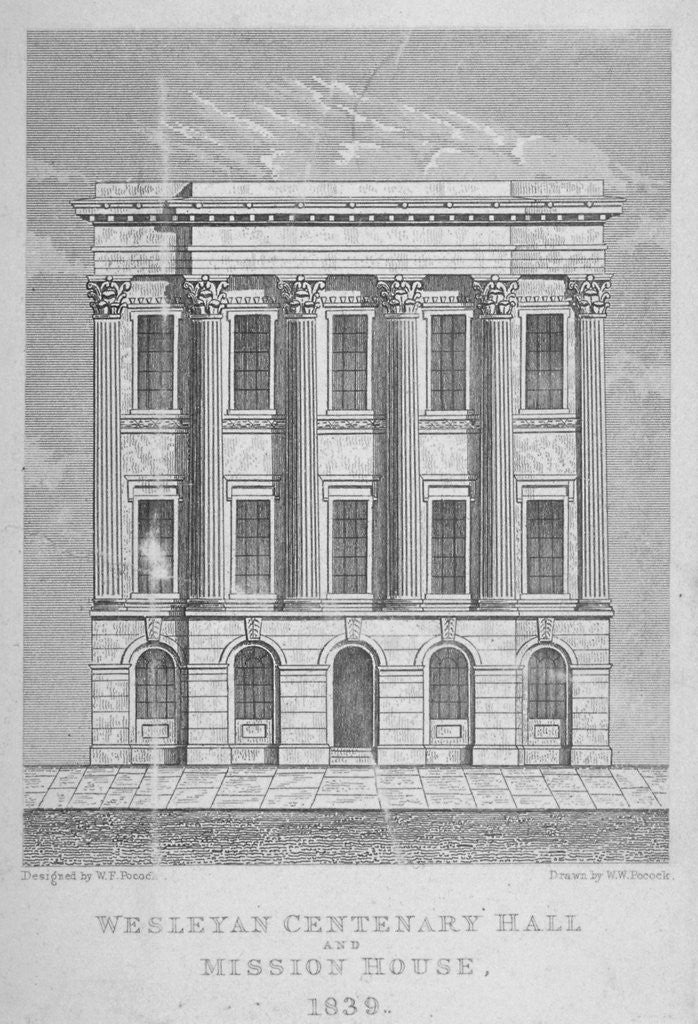 Detail of View of the Wesleyan Centenary Hall and Mission House, Bishopsgate, City of London by WW Pocock