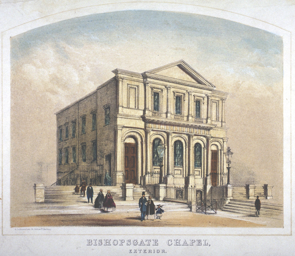 Detail of View of Bishopsgate Congregational Chapel, Bishopsgate, City of London by Anonymous