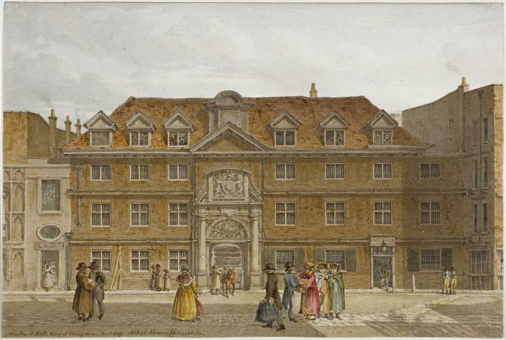 Detail of View of Blackwell Hall on King Street, City of London by Robert Blemmell Schnebbelie