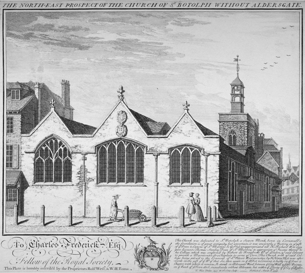 Detail of North-east view of the Church of St Botolph Aldersgate, City of London by William Henry Toms