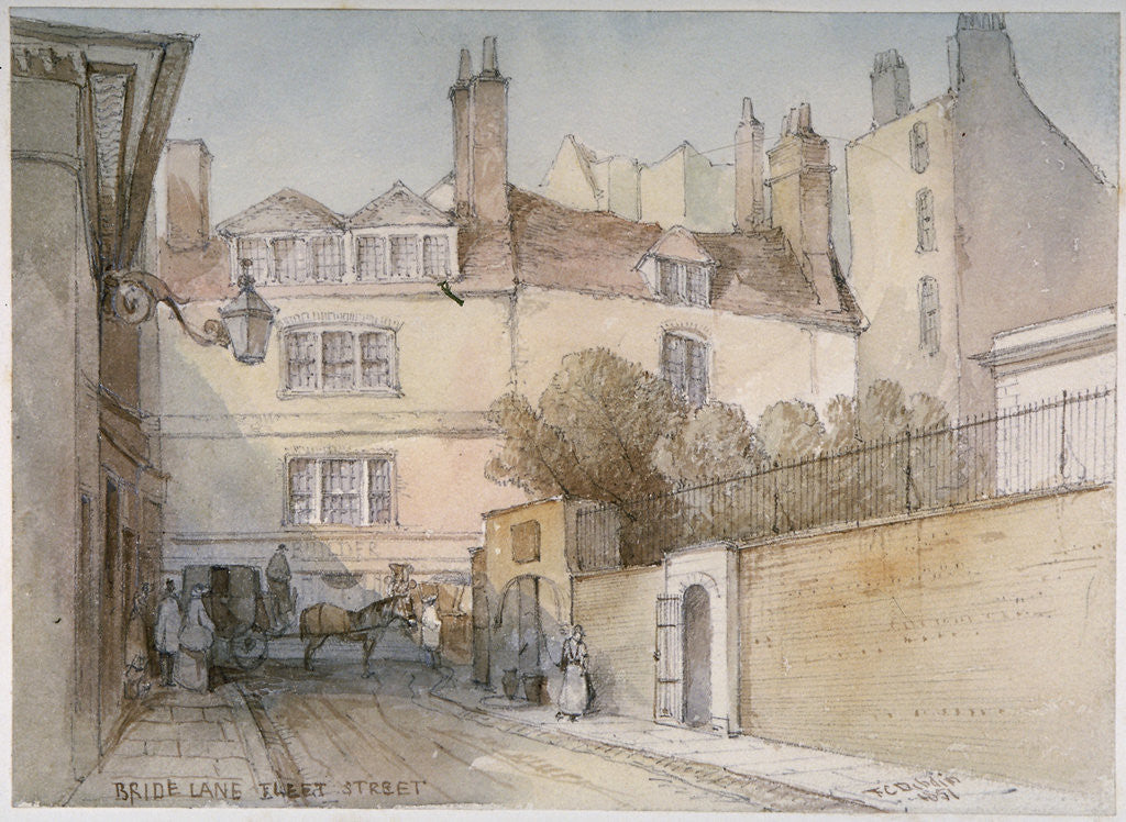 Detail of Bride Lane, City of London by Thomas Colman Dibdin