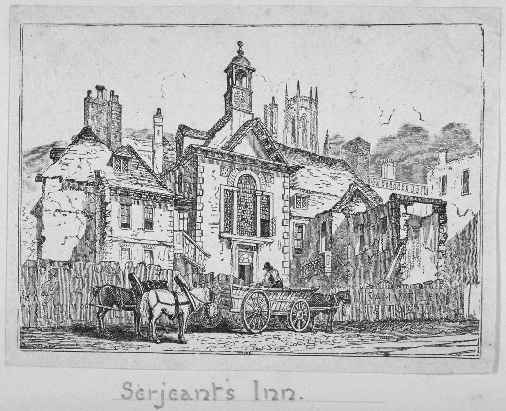 Detail of View of Serjeants' Inn with a horse and cart, Chancery Lane, City of London by Anonymous