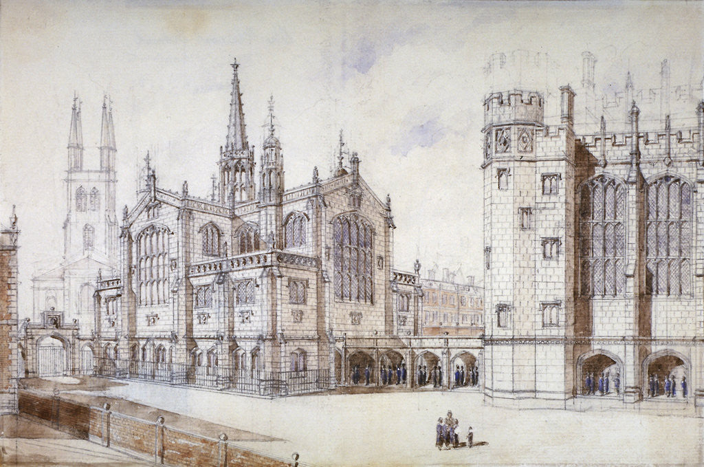 Detail of Christ Church, school hall and proposed new building, Christ's Hospital, City of London by Anonymous