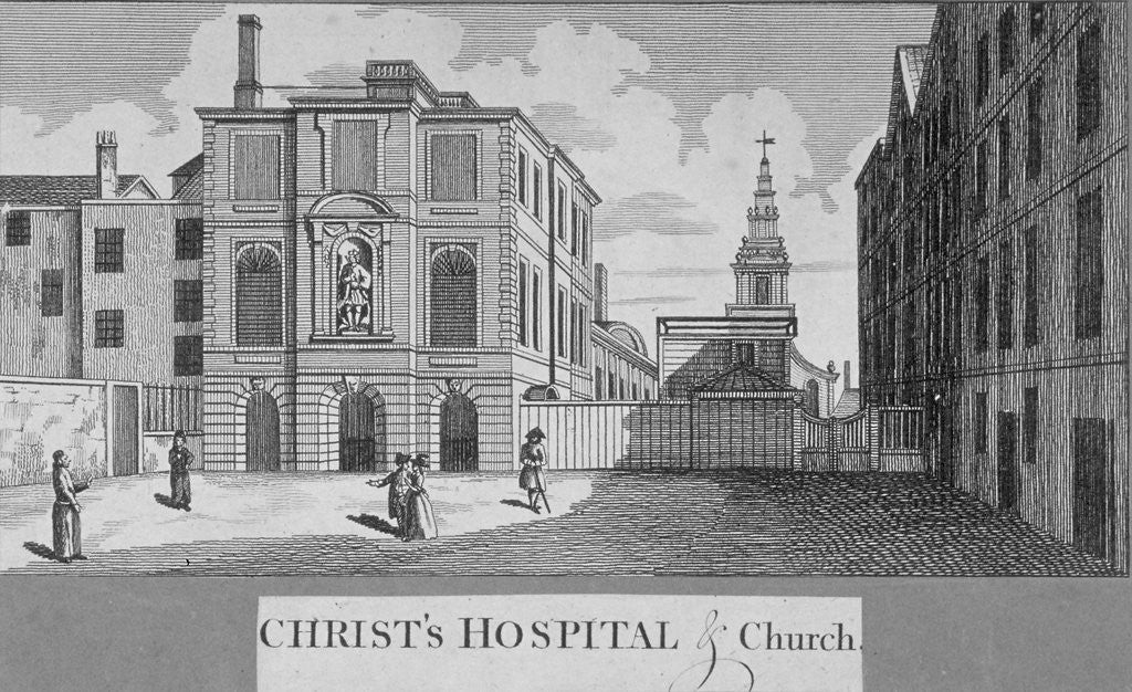 Detail of Christ's Hospital with Christ Church in the background, City of London by Taylor
