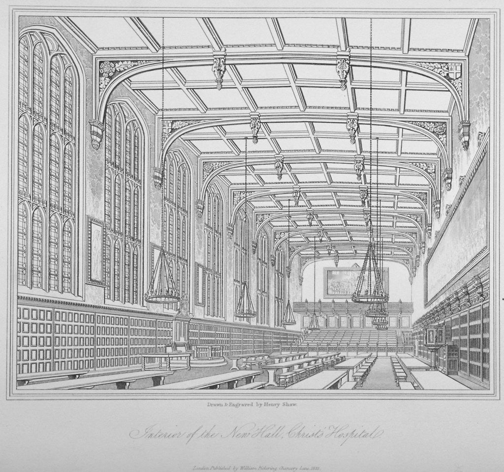 Detail of Interior view of the hall, Christ's Hospital, City of London by Henry Shaw