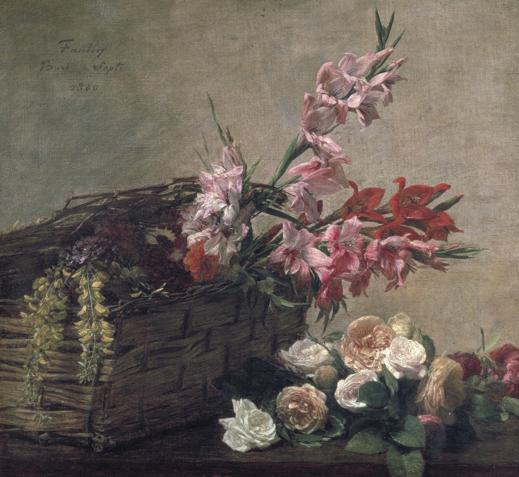 Detail of Gladioli and Roses by Henri Fantin-Latour