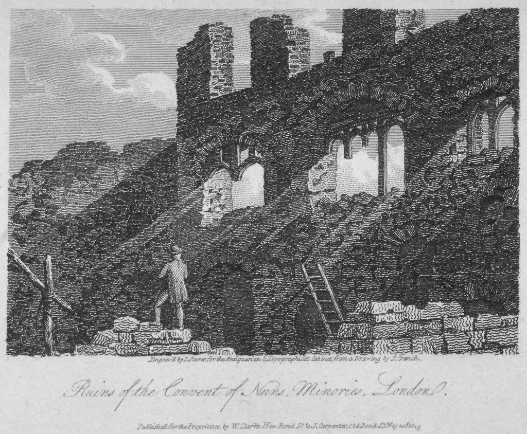 Detail of View of the remains of the Church of St Clare Minoressess without Aldgate, City of London by James Sargant Storer
