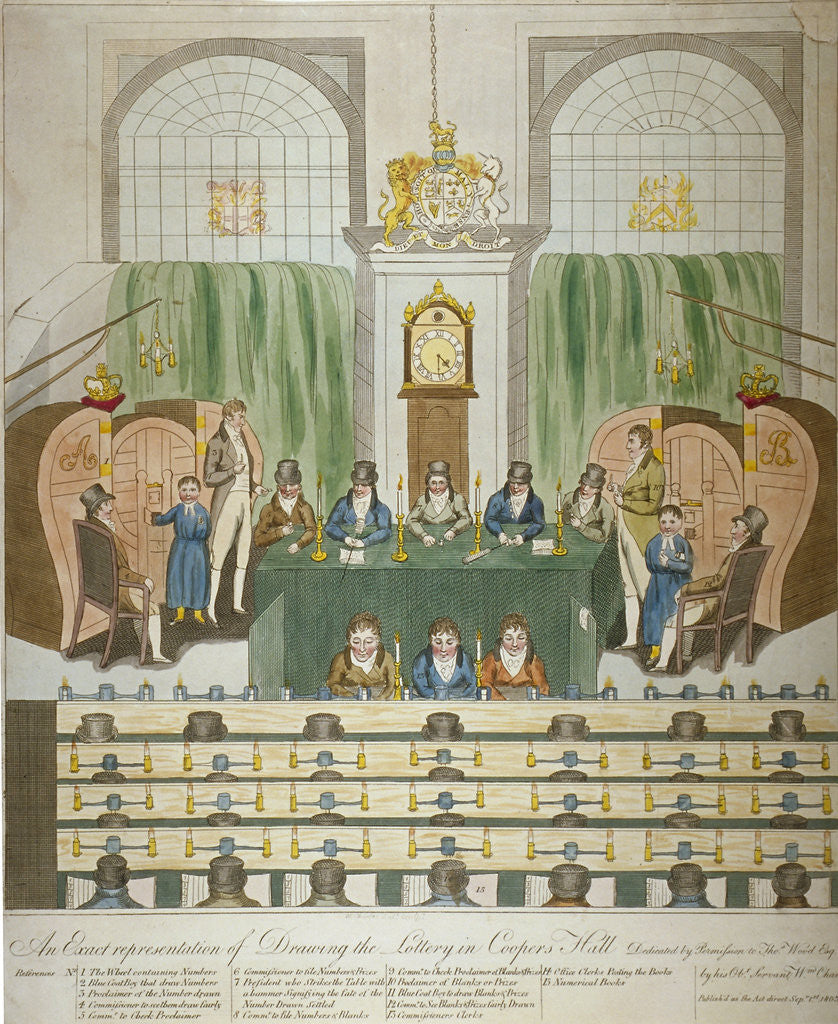 Detail of Lottery draw, Coopers' Hall, City of London by W Charles
