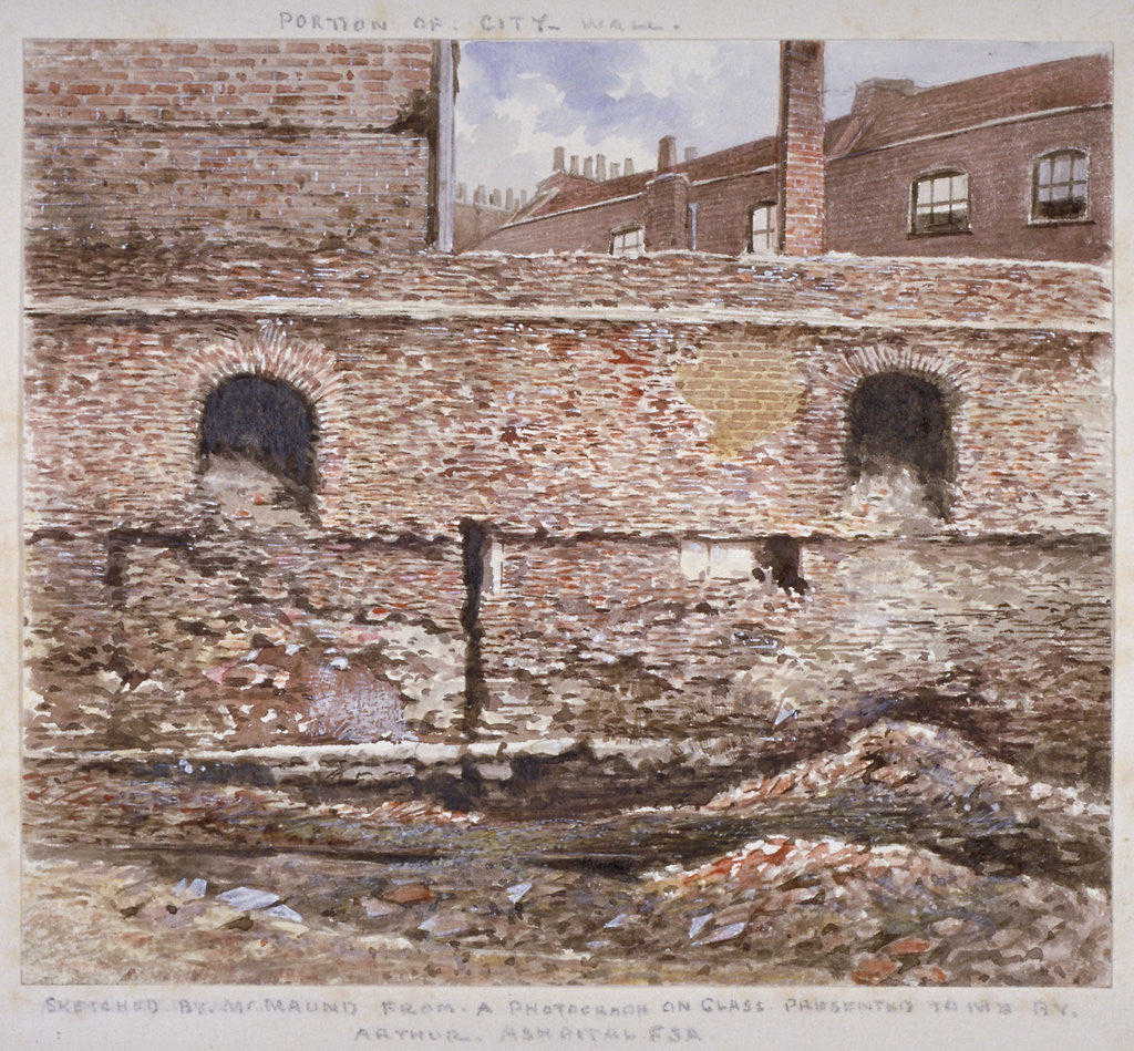 Detail of Portion of London Wall showing the internal face on Cooper's Row, City of London by J Maund