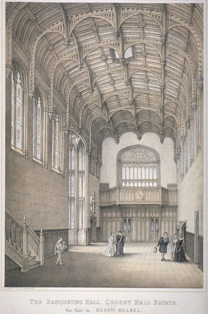 Detail of Interior view of the Banqueting Hall in Crosby Hall at no 36 Bishopsgate, City of London by Anonymous