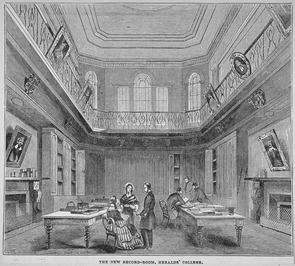 Detail of Interior view of the New Record Room at the College of Arms, City of London by Anonymous