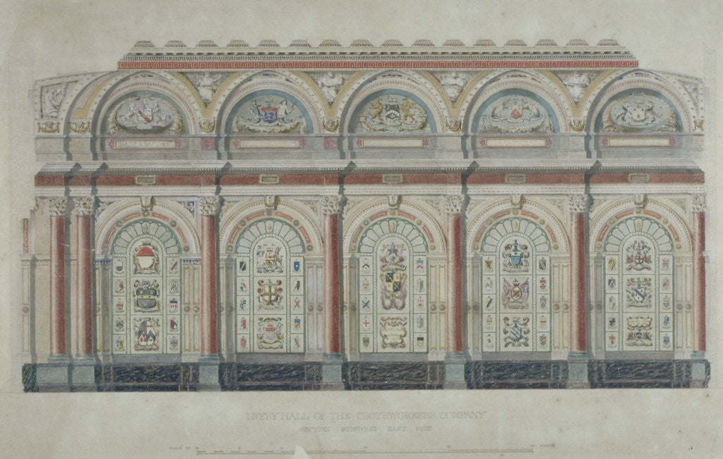 Detail of East side view of the Livery Hall of the Clothworkers' Company, City of London by Anonymous