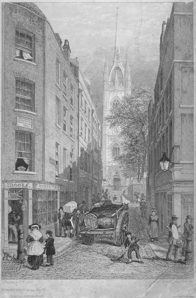 Detail of Church of St Dunstan-in-the-East from the Custom House, City of London by Edward William Cooke