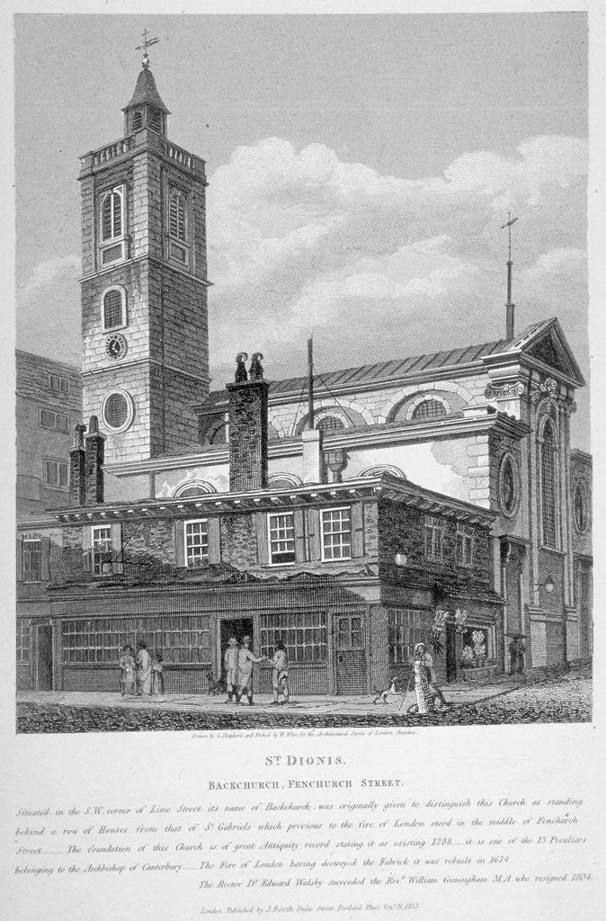 Detail of View of St Dionis Backchurch from Fenchurch Street, City of London by William Wise