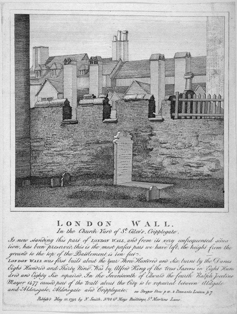 Detail of Remains of London Wall in the churchyard of St Giles without Cripplegate, City of London by Anonymous