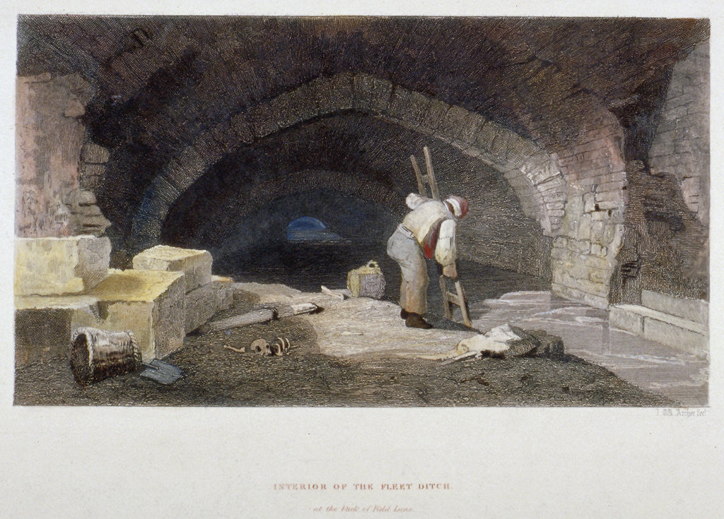Interior of the Fleet Ditch at the back of Field Lane, City of London by John Wykeham Archer