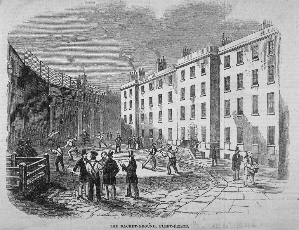Detail of View of Fleet Prison and the tennis ground, City of London by Anonymous
