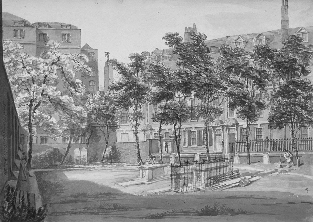 Detail of Churchyard, Fenchurch Street, City of London by Robert Blemmell Schnebbelie