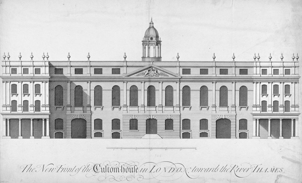 View of the new Custom House, rebuilt after the fire of 1718, City of London by Anonymous