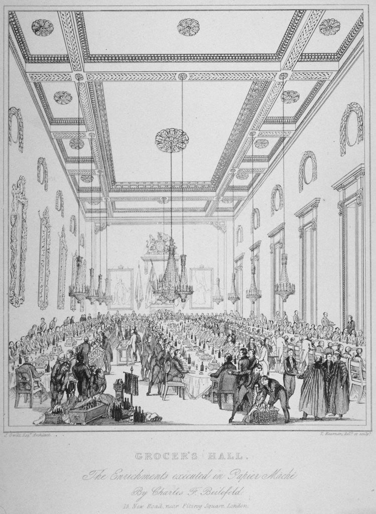 Detail of Interior of Grocers' Hall during a banquet, City of London by T Kearnan