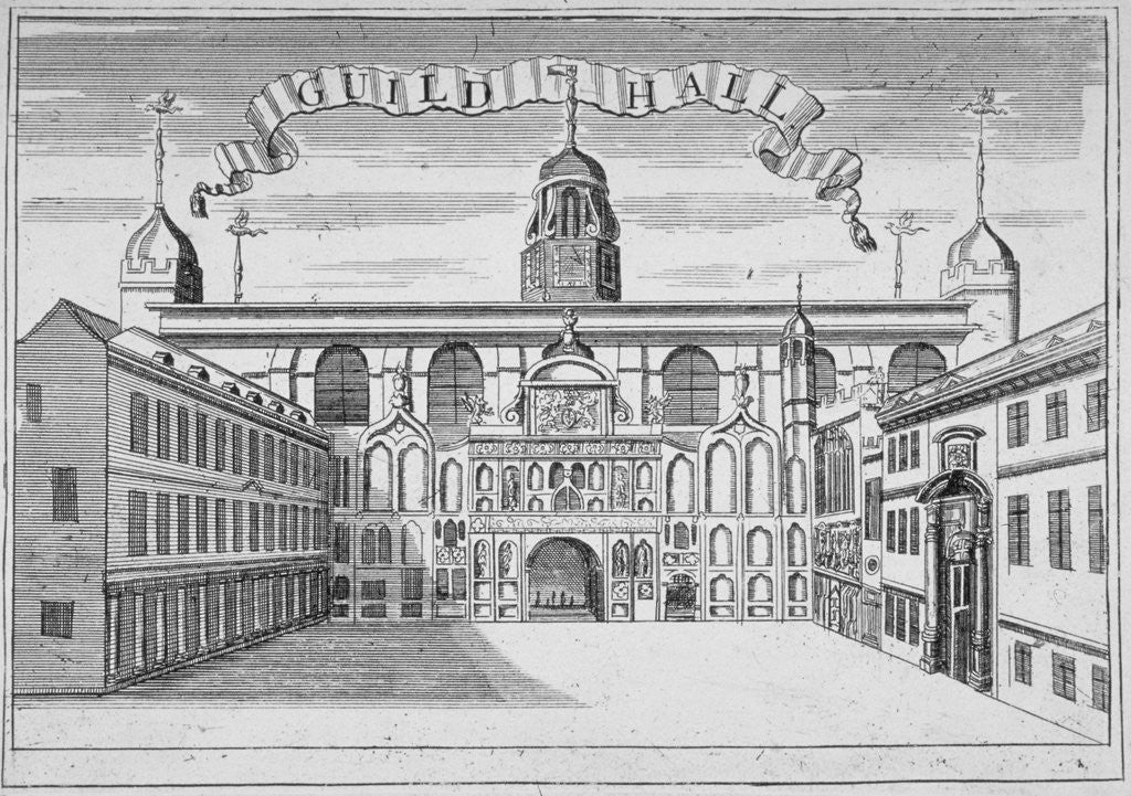 Front view of the Guildhall, looking north across Guildhall Yard, City of London by Anonymous