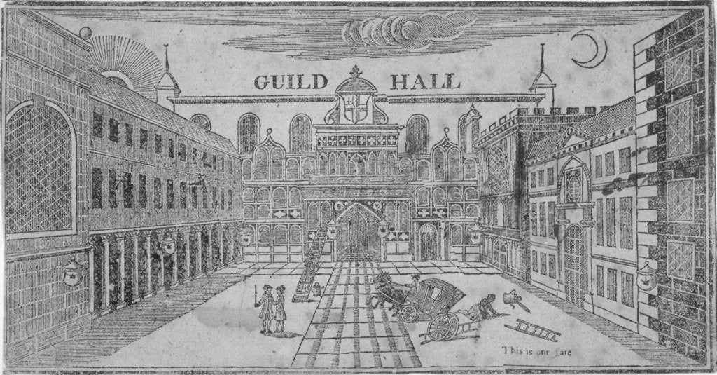 Front view of the Guildhall, looking north, City of London by Anonymous