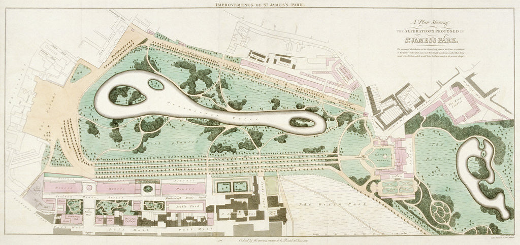 Detail of Plan of St James's Park, Westminster, London by Anonymous