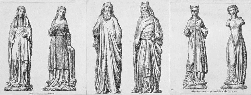 Detail of Six statues on the outside of the Guildhall, City of London by Anonymous